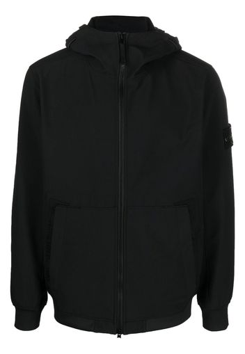 Stone Island Compass-patch hooded zip-up jacket - Nero