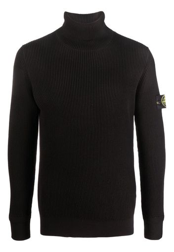 Stone Island Compass-patch roll-neck jumper - Nero