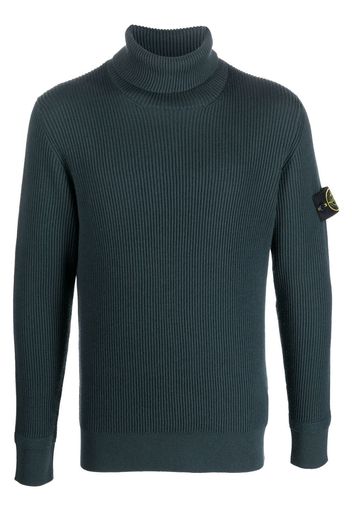 STONE ISLAND Compass-patch roll-neck jumper - Blu