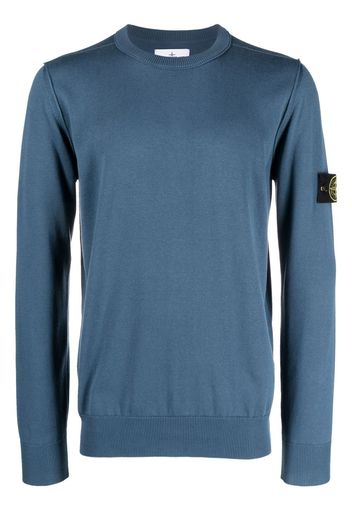 Stone Island logo-patch crew neck sweatshirt - Blu