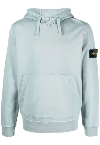 Stone Island logo-patch cotton hoodie - Blu