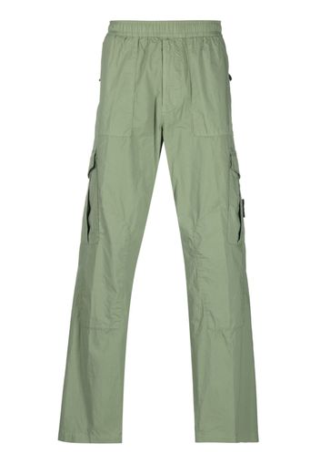 Stone Island logo-patch straight-leg trousers - Verde