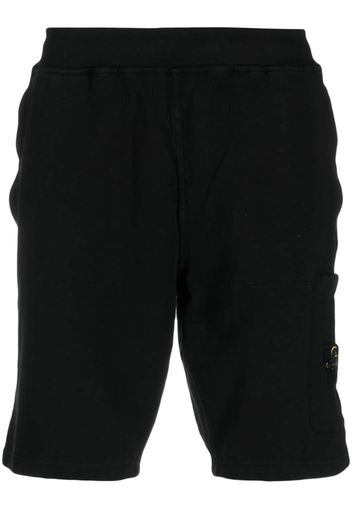 Stone Island side logo-patch elasticated-waistband shorts - Nero