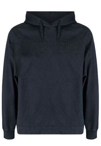 Stone Island logo-embroidered cotton hoodie - Blu