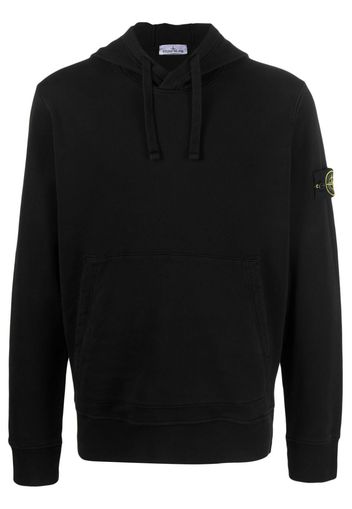 Stone Island logo-patch cotton hoodie - Nero