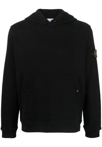 Stone Island Compass-patch cotton hoodie - Nero