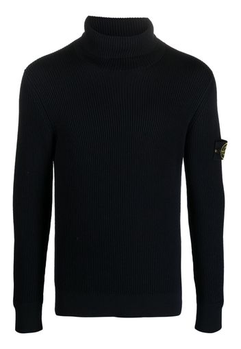 Stone Island Compass-patch roll-neck jumper - Blu