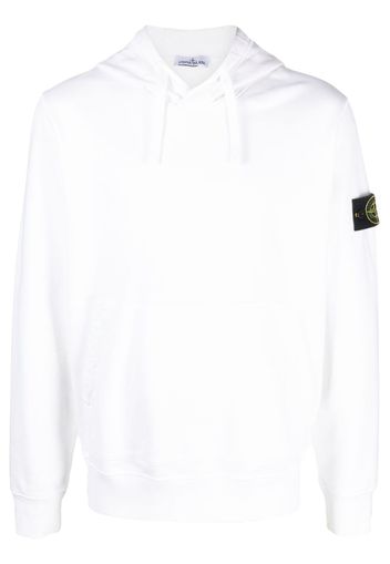 Stone Island Compass-patch cotton hoodie - Bianco