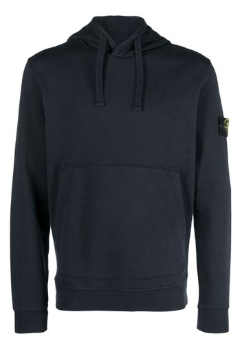 Stone Island Compass-patch cotton hoodie - Blu