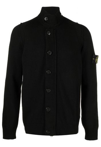 Stone Island logo-patch button-up cardigan - Nero