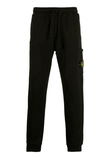 Stone Island logo-embroidered cotton track pants - Nero