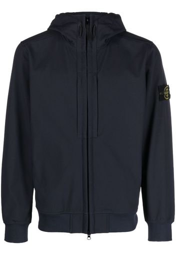 Stone Island logo-patch zip-front hooded jacket - Blu