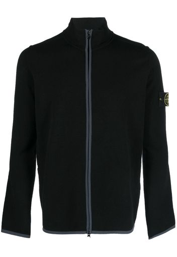 Stone Island Compass-motif zip-up knit cardigan - Nero