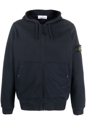 Stone Island Compass-motif drawstring cotton hoodie - Blu