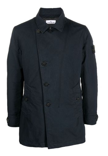 Stone Island compass-motif buttoned coat - Blu