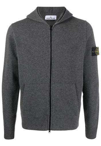 Stone Island Compass-motif virgin wool hoodie - Grigio