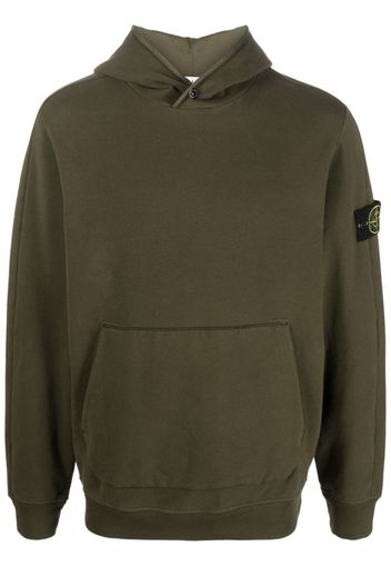 Stone Island logo-patch cotton hoodie - Verde