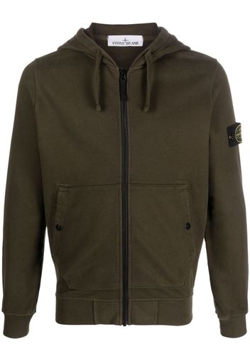 Stone Island Compass-motif drawstring cotton hoodie - Verde