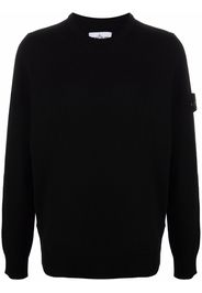 Stone Island logo-patch crew-neck jumper - Nero