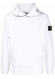 Stone Island contrast-piping badge hoodie - Bianco