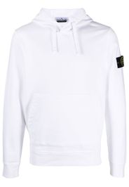 Stone Island Compass-motif drawstring hoodie - Bianco