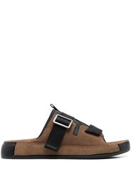 Stone Island Shadow Project crossover fastening suede slides - Marrone