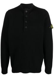 Stone Island Compass-patch buttoned-up jumper - Nero