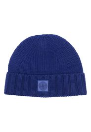 Stone Island logo-patch turn-up beanie - Blu