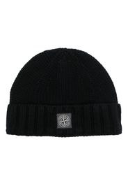 Stone Island logo-patch turn-up beanie - Nero