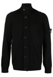 Stone Island logo-patch button-up cardigan - Nero