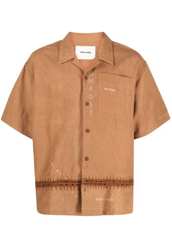 STORY mfg. logo-embroidered short-sleeve shirt - Marrone