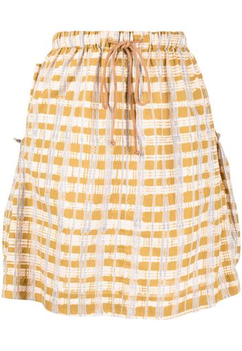 STORY mfg. check-print drawstring skirt - Marrone