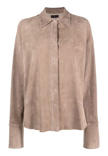 Stouls long-sleeve suede shirt - Grigio