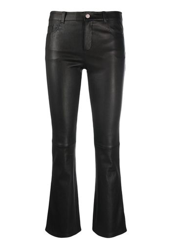 Stouls cropped leather flared trousers - Nero