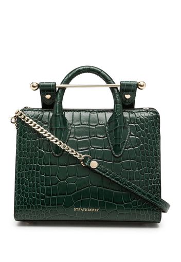 Strathberry crocodile-effect leather tote bag - Verde