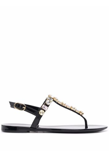 Stuart Weitzman Jaide gem jelly flat sandals - Nero