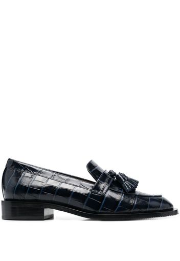 Stuart Weitzman crocodile-effect tasseled loafers - Blu