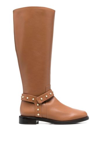 Stuart Weitzman studded knee-high leather boots - Marrone