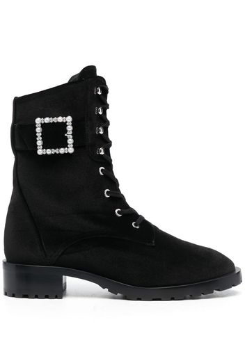 Stuart Weitzman Stivali stringati con fibbia 40mm - Nero