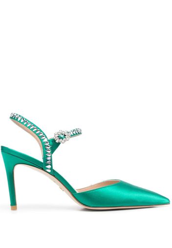 Stuart Weitzman Gemcut 95mm satin pumps - Verde