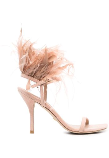 Stuart Weitzman Plume 100 feather-trimmed sandals - Rosa