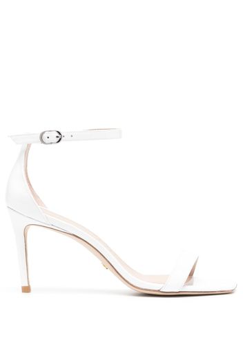 Stuart Weitzman NUNAKEDCURVE 85mm patent sandals - Bianco