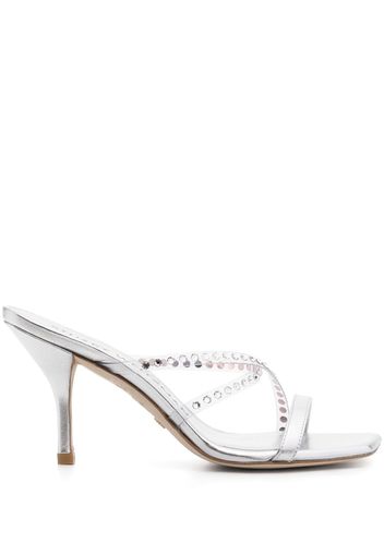 Stuart Weitzman Strapeze 85mm crystal-embellished sandals - Argento