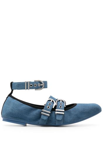 Stuart Weitzman Maverick denim flat ballerina shoes - Blu