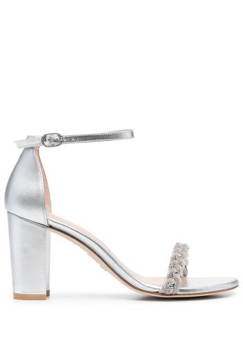 Stuart Weitzman NearlyNude 80mm metallic-finish sandals - Argento