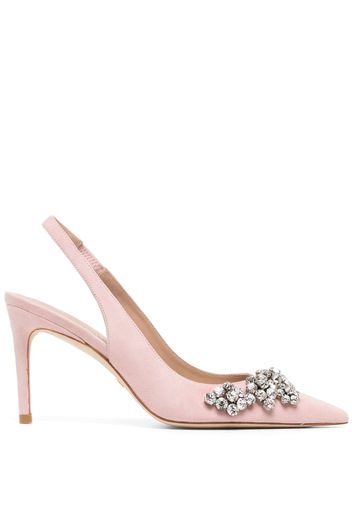 Stuart Weitzman Pumps a punta Crystal Fleur 100mm - Rosa