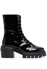 Stuart Weitzman ridged lace-up boots - Nero