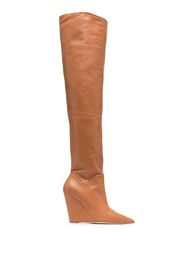 Stuart Weitzman pointed leather knee-high boots - Toni neutri