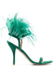 Stuart Weitzman Plume 100mm feather-detail sandals - Verde