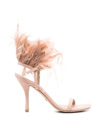 Stuart Weitzman Plume 100 feather-trimmed sandals - Rosa
